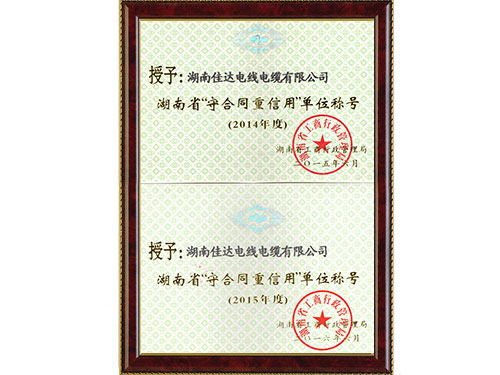 2014-2015年度守条约重信用单位
